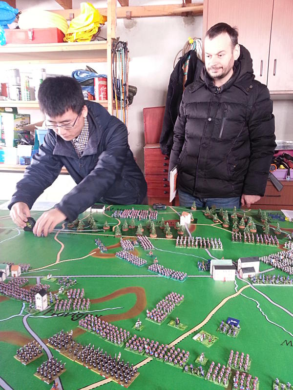 (Sebastien, on the right, was our referee and organized the game. Richard, on the left, played a french Corps.)